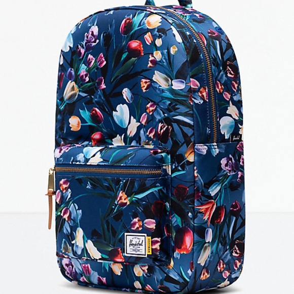 Herschel Supply Company Handbags - Herschel Supply Co. Settlement Mid Royal Hoffman Backpack Blue Tulips 17L Pocket